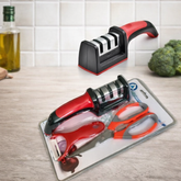 3-Stage Knife Sharpener with Kitchen Scissors Set