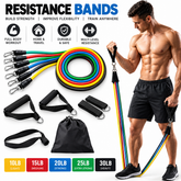 Resistance Bands Set - 11pcs Latex Pull Rope With Door Anchor, Handles, And Ankle Straps For Effective Home And Gym Workout Routines