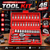 46-Piece Socket Wrench Set with Storage Case – Automotive & DIY Tool Kit