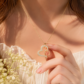 Korean Heart Locket With Ring – Elegant Golden Pendant Necklace - Sku PVT-198