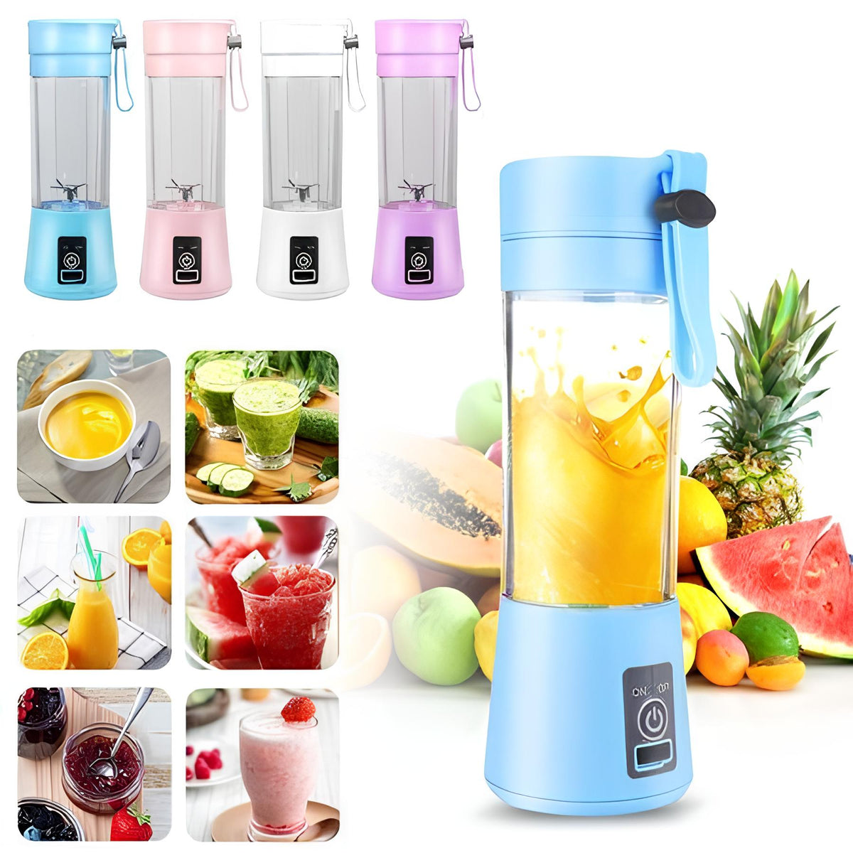 Portable Rechargeable USB Juicer Blender Bottle – Mini Electric Fruit Smoothie Maker
