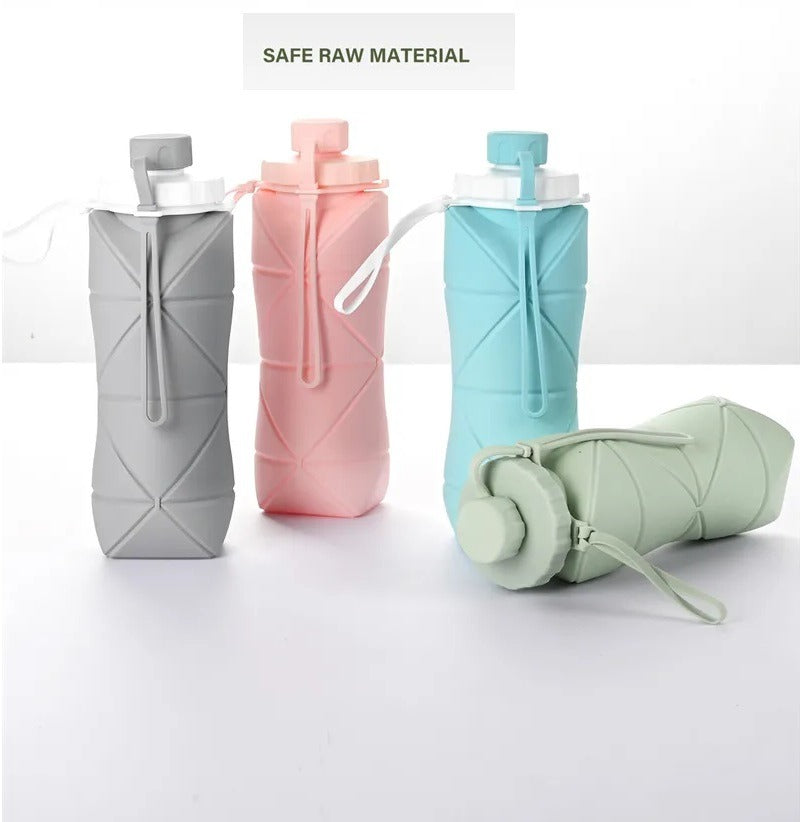 Collapsible Silicone Water Bottle - Foldable 600ml