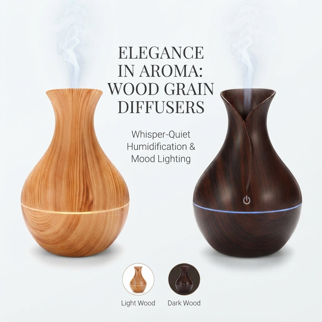 Wood Grain Vase Aroma Diffuser with LED Lights